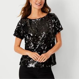 Ann Taylor Sequin Boatneck Tee